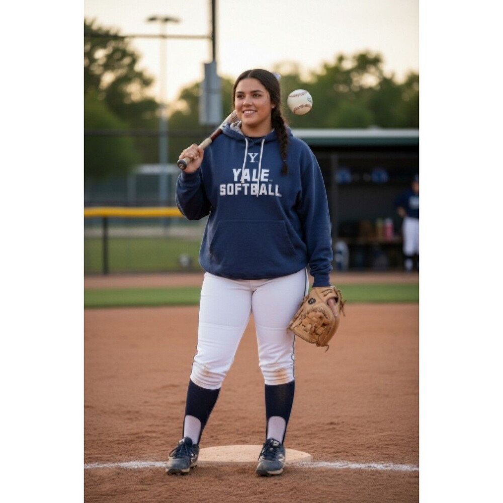 Women’s Yale Bulldogs Softball Practice Sweatshirt Hoodie 2XL Distressed Heavy